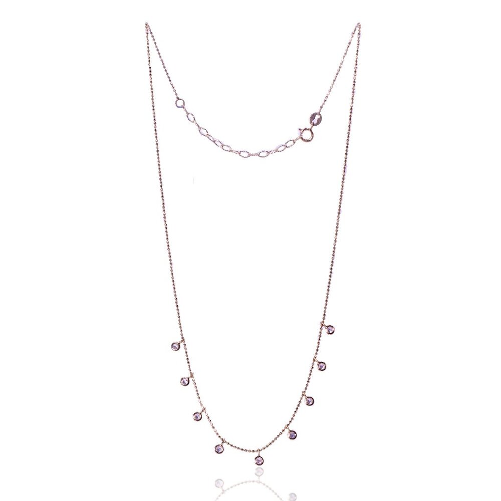 18" 14K Yellow Gold Diamond Fringe Necklace, 9 Round Cut Dangle Stones, 0.50 ctw
